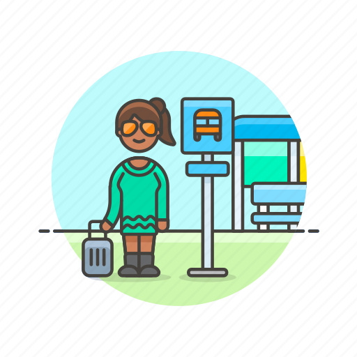 Bus, road, stop, transportation, travel, wait, woman icon - Download on Iconfinder