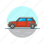 car, couper, mini, road, transportation, automobile, red, vehicle 