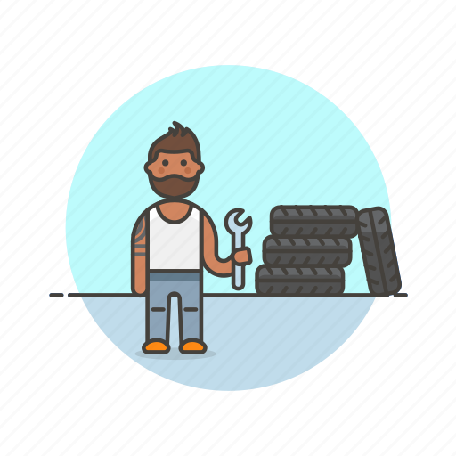 Mechanic, road, transportation, change, man, spanner, tire icon - Download on Iconfinder