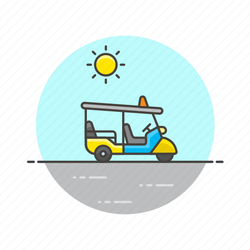Road, thailand, transportation, tuktuk, golf, sun, travel icon - Download on Iconfinder