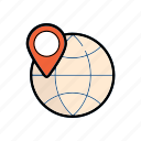 globe, world, orb, pin 