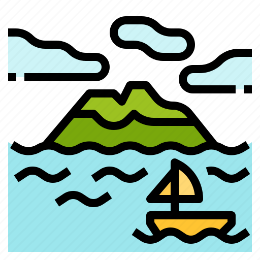 Boat, holiday, island, mountain, sea, summer, yacht icon - Download on Iconfinder