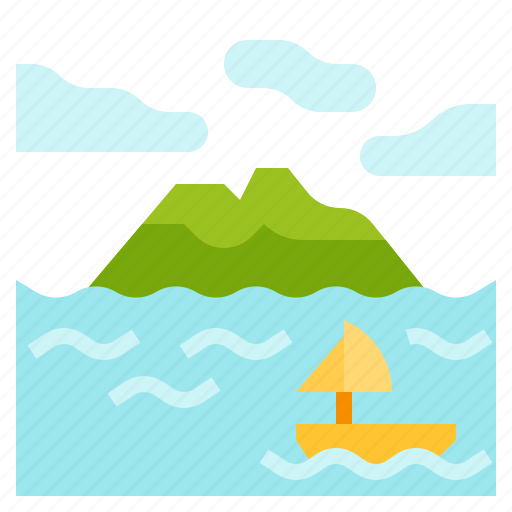 Boat, holiday, island, mountain, sea, summer, yacht icon - Download on Iconfinder
