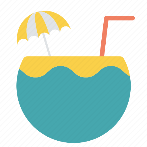 Alcohol, bar, cocktail, coconut, drink, straw, umbrella icon - Download on Iconfinder
