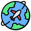 worldwide, globe, world, plane, airplane, trip, travel 