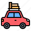 car, vehicle, baggage, rack, transportation, trip, travel 