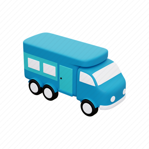 Caravan, mini bus, truck, transport, bus, travel, vacation 3D illustration - Download on Iconfinder