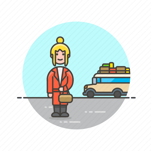 Bus, travel, trip, holiday, vacation, wait, woman icon - Download on Iconfinder