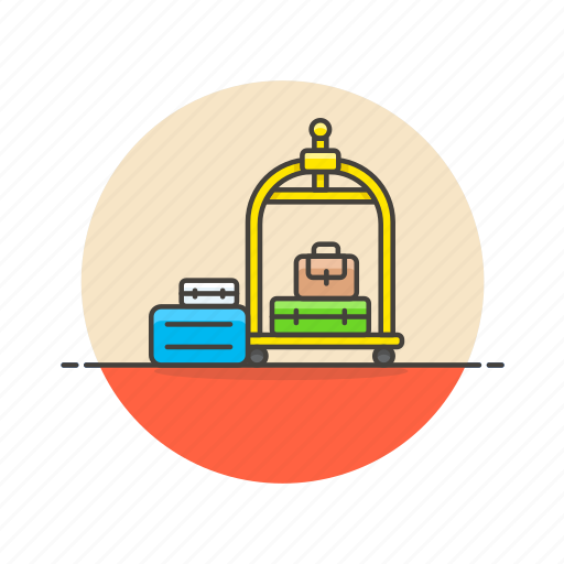Hotel, luggage, travel, trolley, holiday, reception, vacation icon - Download on Iconfinder
