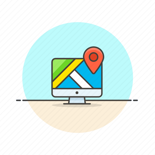Computer, location, map, travel, gps, imac, navigation icon - Download on Iconfinder