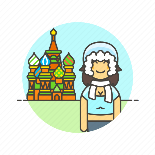 Moscow, travel, cathedral, sightseeing, vacation, woman, basil's icon - Download on Iconfinder