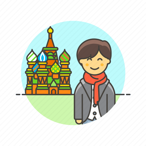 Moscow, travel, cathedral, man, russia, sightseeing, basil's icon - Download on Iconfinder