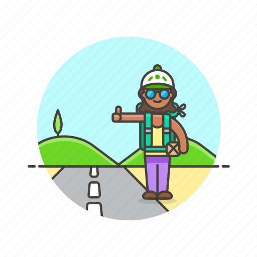 Roadtrip, travel, car, hitchhike, transport, wait, woman icon - Download on Iconfinder