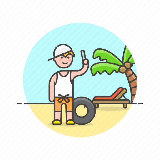 Beach, selfie, travel, man, palm, picture, summer icon - Download on Iconfinder
