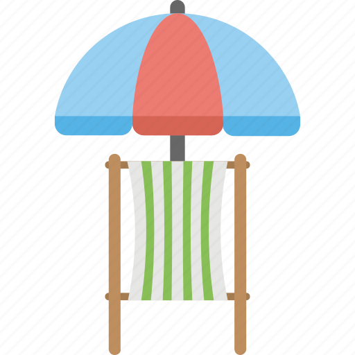 Beach, beach umbrella, deck chair, seaside, sunbathe icon - Download on Iconfinder