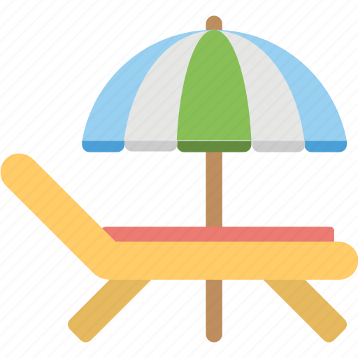 Beach, beach umbrella, deck chair, seaside, sunbathe icon - Download on Iconfinder