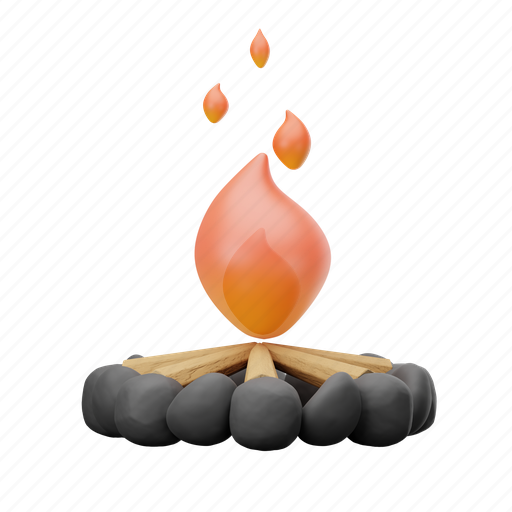 Bonfire, fire, camping, burn, camp 3D illustration - Download on Iconfinder