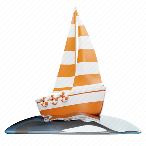 Sailboat, boat, water, sea, ship 3D illustration - Download on Iconfinder
