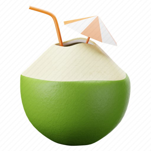 Young, coconut, fruit, tropical 3D illustration - Download on Iconfinder
