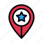 favorite, location, map, pin, starred 