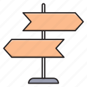 arrow, board, direction, road, travel