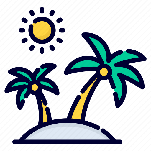 Beach, palm, summer, tree, sun, sea, water icon - Download on Iconfinder