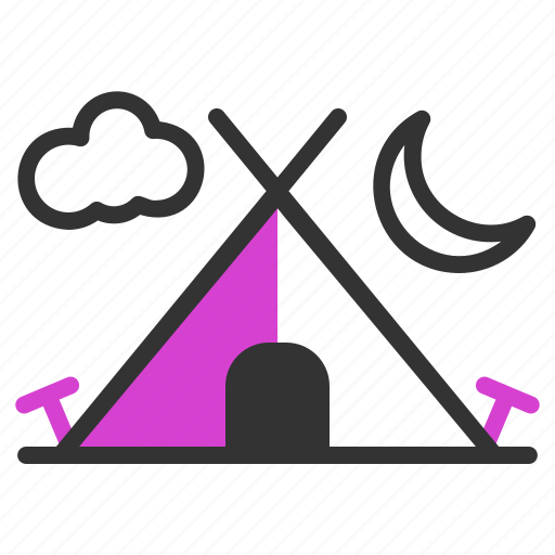 Camping, bonfire, tent, hiking, scout, night, forest icon - Download on Iconfinder