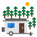 camper, forest, travel, vacation, van