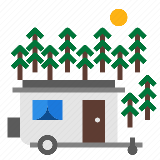 Camper, forest, travel, vacation, van icon - Download on Iconfinder