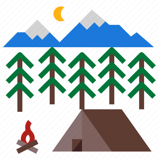 Camp, campfire, fire, night, wood icon