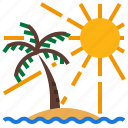beach, coconut, sea, sun, tropical