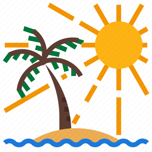 Beach, coconut, sea, sun, tropical icon - Download on Iconfinder