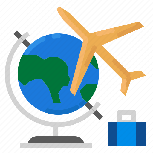 Airplane, globe, suitcase, travel, vacation icon - Download on Iconfinder