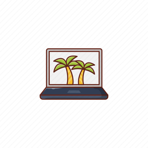 Laptop, computer, summer, vacation, palm icon - Download on Iconfinder