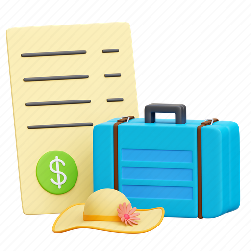 Travel, budget, money, trip, holiday, vacation 3D illustration - Download on Iconfinder