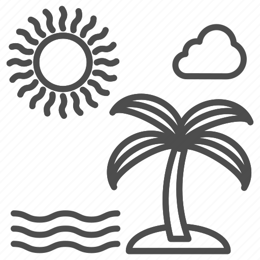 Beach, palm, sea, sun, travel, tree, vacation icon - Download on Iconfinder
