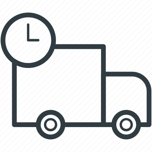 Cargo truck, clock sign, delivery van, freight, hatchback, logistic delivery, shipping icon - Download on Iconfinder