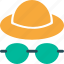 hat, eyeglasses, tourist, traveler 