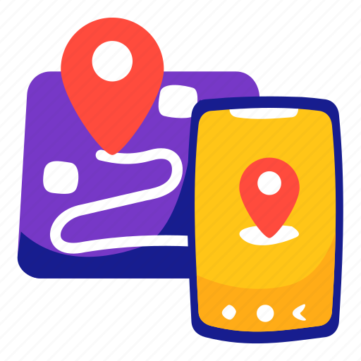 Map, mobile, travel, stickers, sticker illustration - Download on Iconfinder