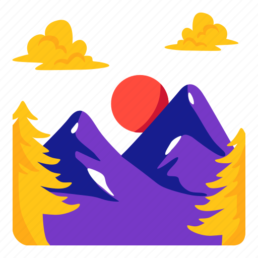 Mountain, travel, landscape, stickers, sticker illustration - Download on Iconfinder
