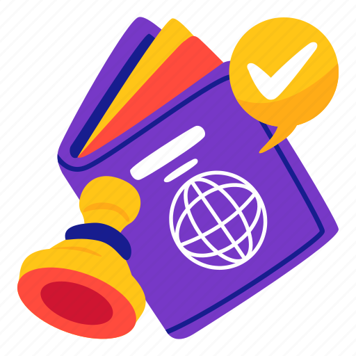 Passport, control, check, stickers, sticker illustration - Download on Iconfinder