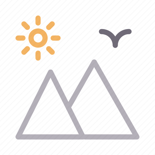 Birds, hills, mountains, sun, travel icon - Download on Iconfinder