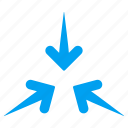 arrows, collapse, compress, minimize, navigation, point, pointer