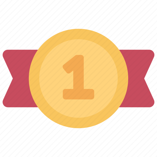 Number, one, coin, ribbon, achievement icon - Download on Iconfinder