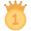 number, one, coin, prize, achievement 