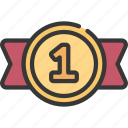 number, one, coin, ribbon, achievement 