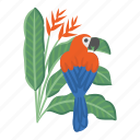 parrot, bird, tropical, leaf, of, paradise