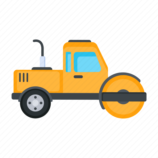 Tractor roller, road roller, roller vehicle, construction vehicle, construction transport icon - Download on Iconfinder