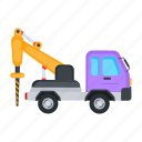 boring truck, drilling truck, drilling vehicle, construction vehicle, construction transport