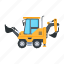 backhoe loader, backhoe tractor, tractor excavator, tractor loader, agriculture vehicle 